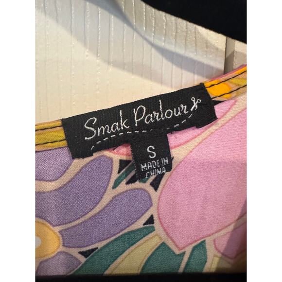 New Smak Parlour Floral Print Hippie 60s Long Bell Sleeve Mini Dress Party - Picture 4 of 8